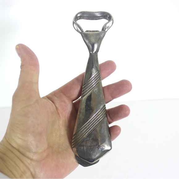 Silver Tie Shaped Bottle Opener, Beer or Pop Bottle Opener in the Shape of A Tie - Picture 2 of 5